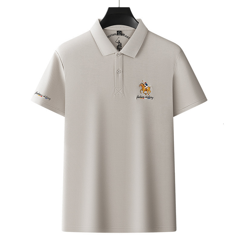 Luxury Brand Designer Clothes Alihu Summer New Light Luxury Short Sleeve T-Shirt Mens Turn-Down Collar Embroidered Casual Daily Mens Polo Shirt