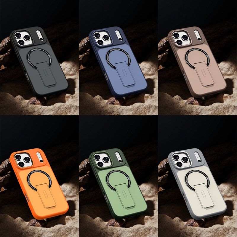 Magnet Wireless Charging Shockproof Case For Iphone 17 Air 16E 16 Plus 15 14 Pro Max 13 Hybrid Hard PC Soft TPU Fashion Business Holder Magnetic Kicks