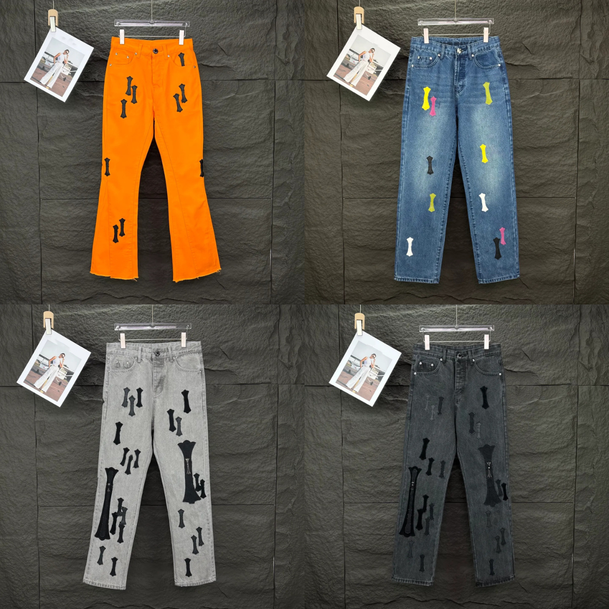 chromelys heartslys jeans designer fashion Cross Sanskrit Embroidery Pants Denim Ch Distressed Rippedbiker Slim Fit Motorcycle Men Women Hip Hop chromejeans 57a