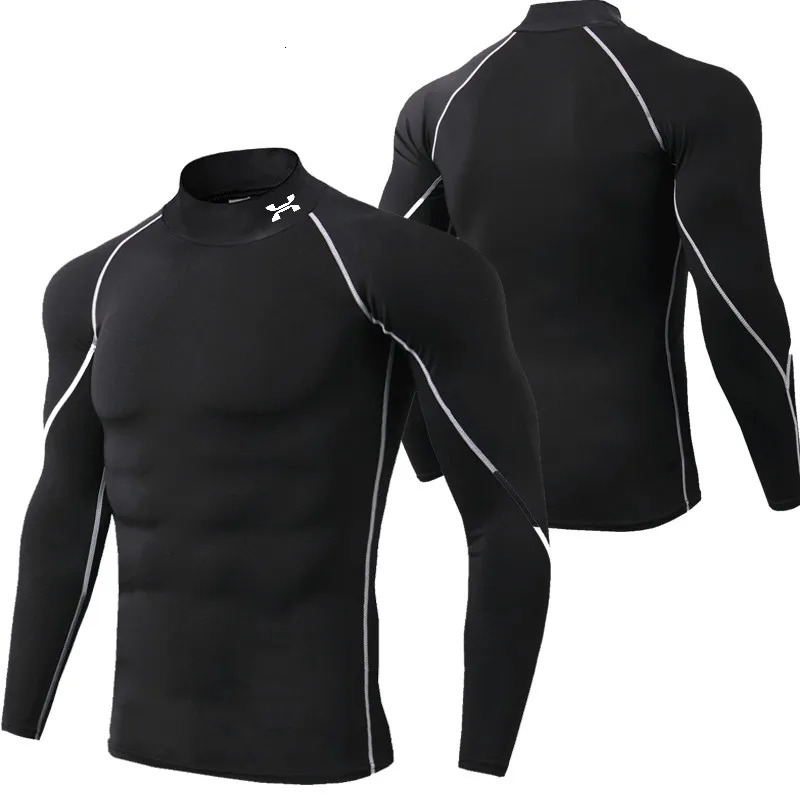 Mens running T-shirt quick drying fitness sports shirt long sleeved tight fitting top fitness gym T-shirt mens 260106