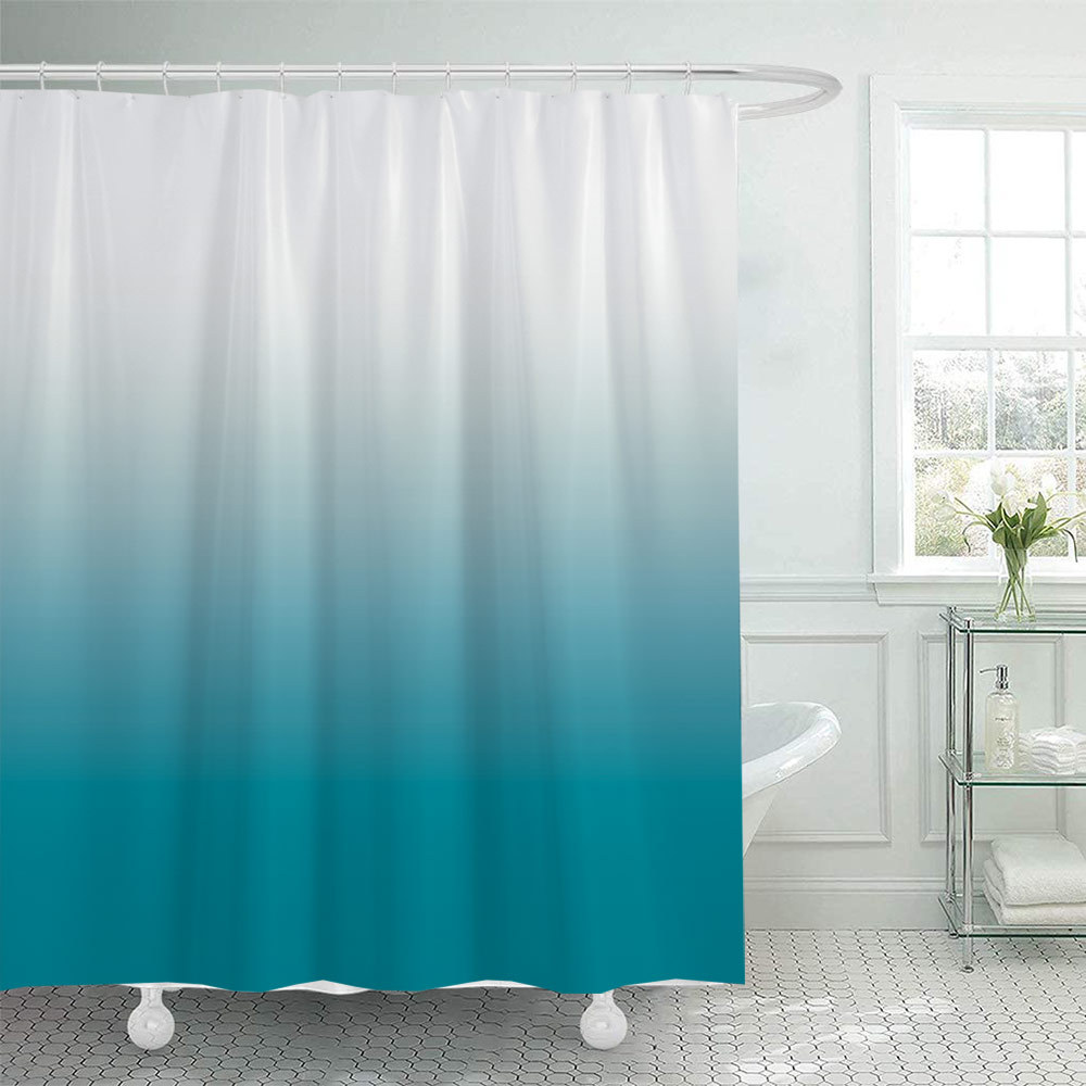 YL-38109 High-end Custom Gradient Pattern Shower Curtain Set, Polyester Waterproof with Hooks