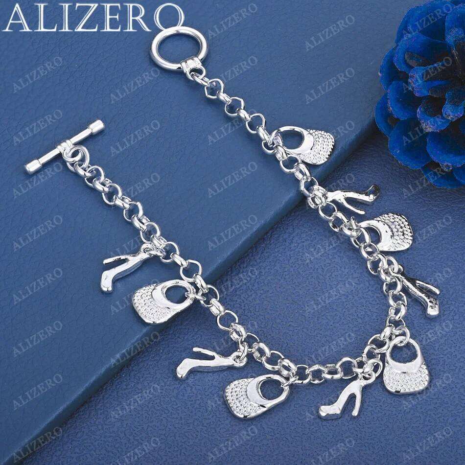 ALIZERO 925 Sterling Silver Shoes And Bags Pendants Bracelets For Women Trend Birthday Gifts Fashion Party Fine Jewelry