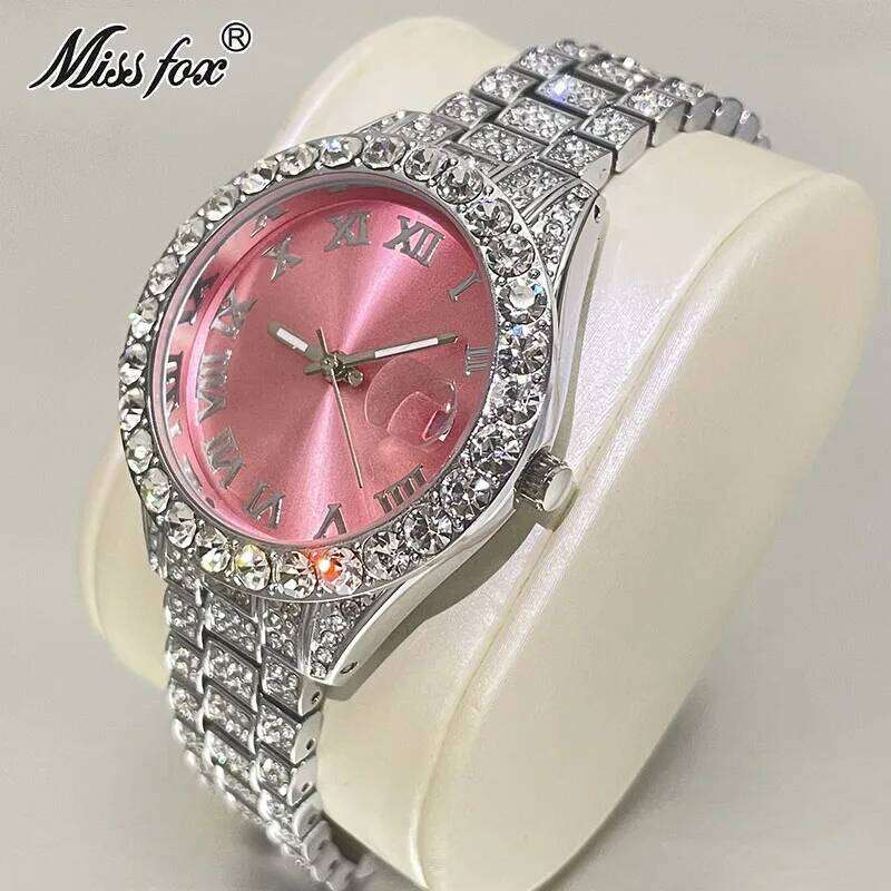 MISSFOX Pink Women Watches Luxury Small Face Elegant Quartz Watch For Ladies Icy Look Party Jewelry Mini Babe So Cute Arm Clock 26H0107