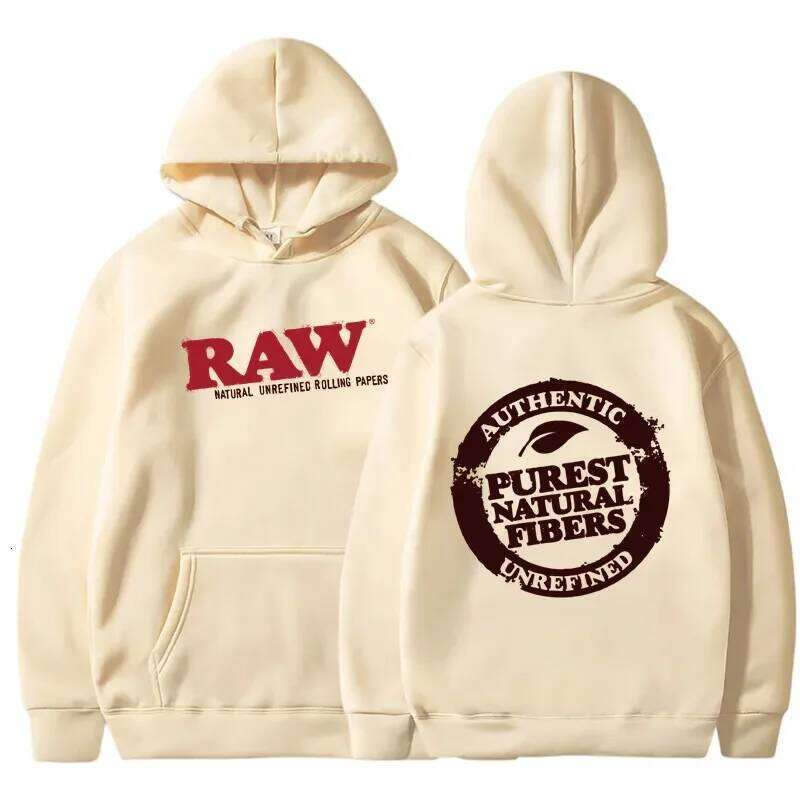 RAW Fashion Sweatshirt Polar Fleece Hooded Harajuku Hip Hop Casual Men's Ladies Pullover Hoodie H260107