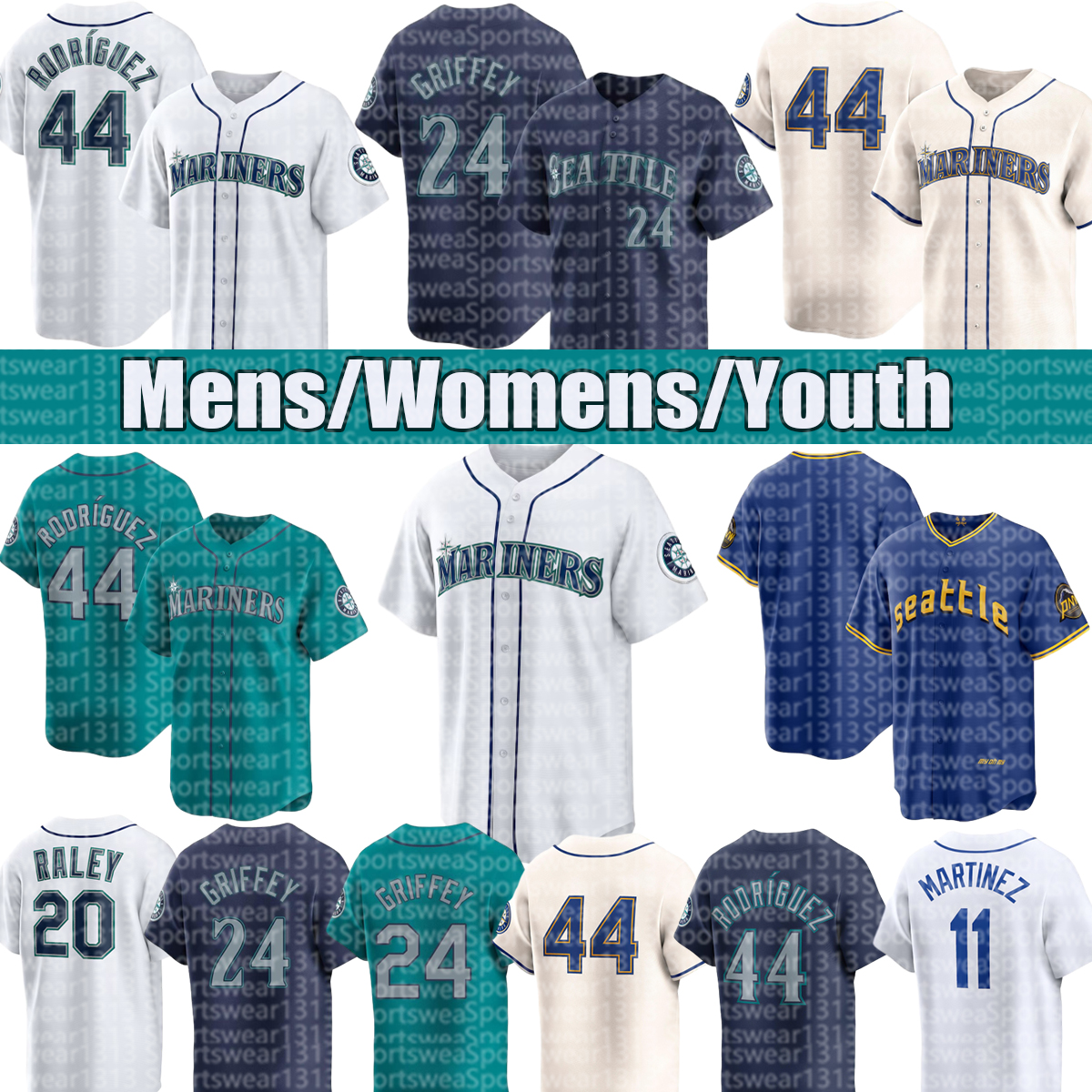 Seattlecity Mariners Jersey #44 Rodriguez #3 Crawford #17 Haniger #29 Raleigh #20 Raley #56 Arozarena Baseball Jerseys