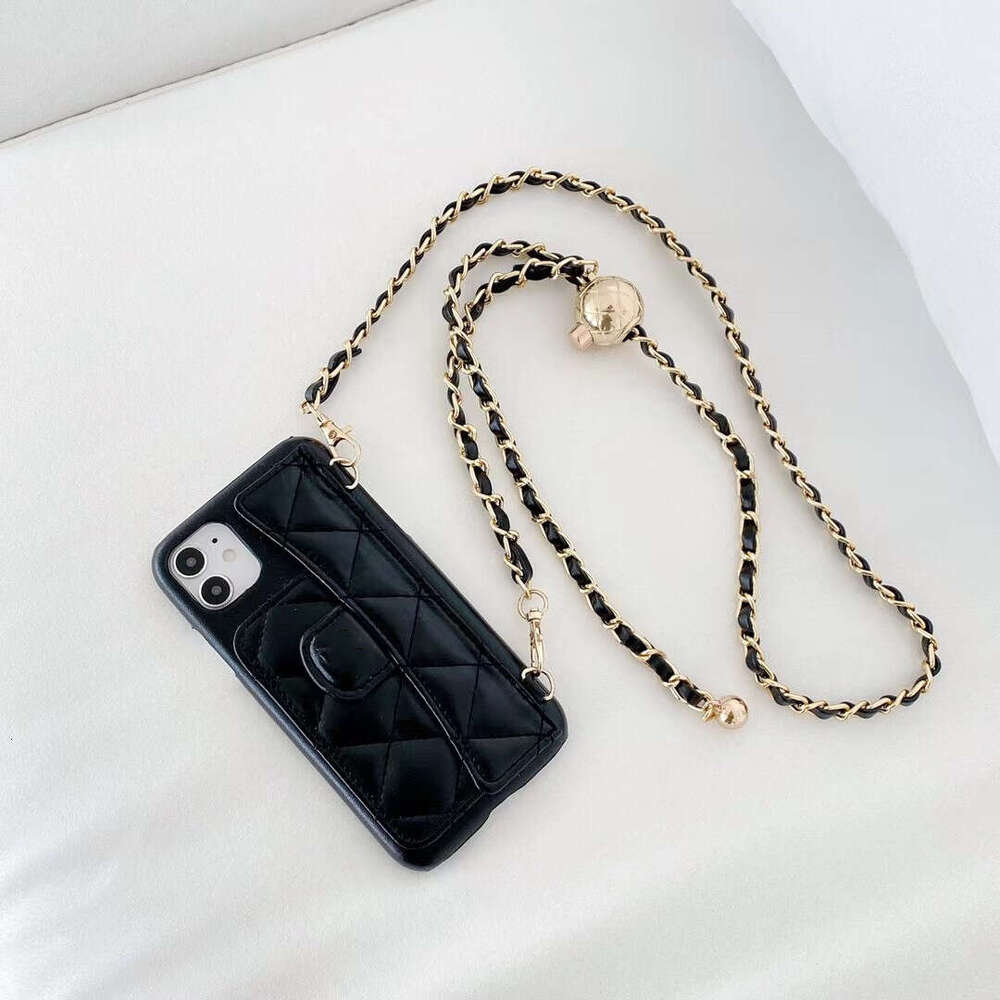 Quilted Card Holder Compatible With Apple 17 Pro Max Phone Case Iphone 16 Crossbody Chain 15 Plus Protective Cover 14