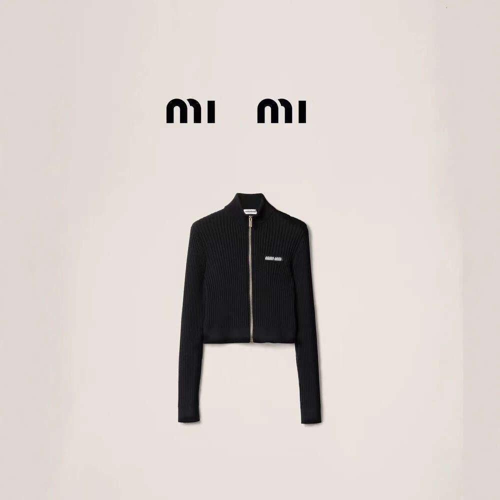 Ribbed Zipper Half High Collar Fashion Knitted Cardigan For Women Autumn Winter Long Sleeve Slim Fit