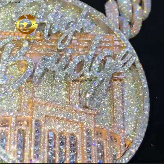 Hiphop Style Silicon Stone Pendant Iced Out Sterling Sier Gold Plated VVS Grade Lab Certified Amulet