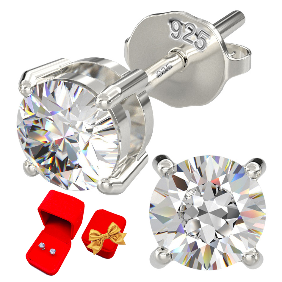 3/4/5/6.5/8mm Bling Round Moissanite Stud Earrings VVS gra S925 Sterling Silver Luxury 14K Gold High Quality Lab Grown Diamond Iced Out Jewelry for Me