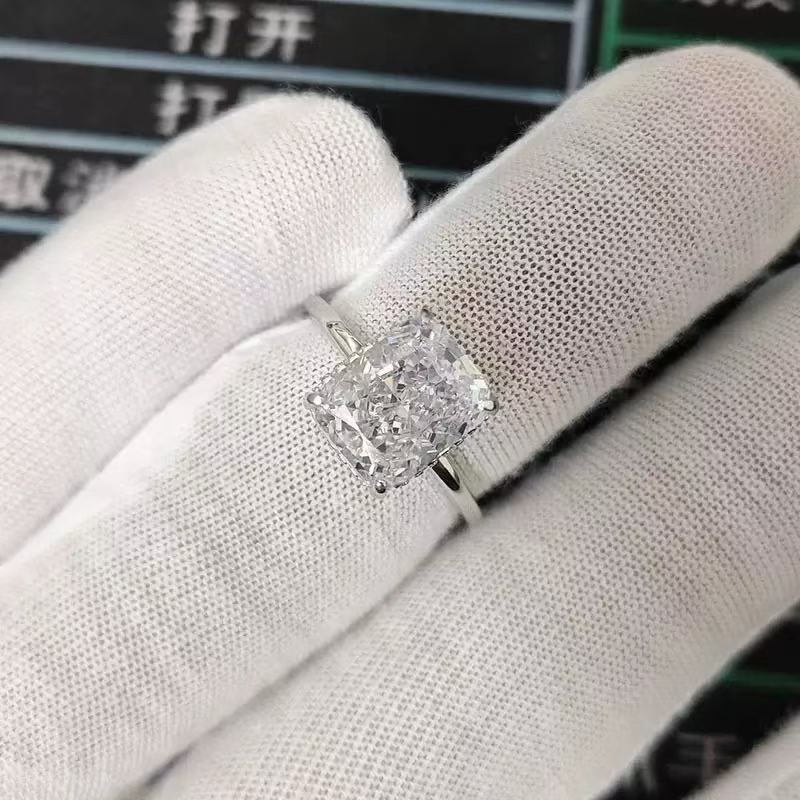 Custom 25 CT Cushion Cut Solitaire Moissanite Rings Engagement Wedding Ring 925 Silver 10k 14k 18k Gold Moissanite Ring
