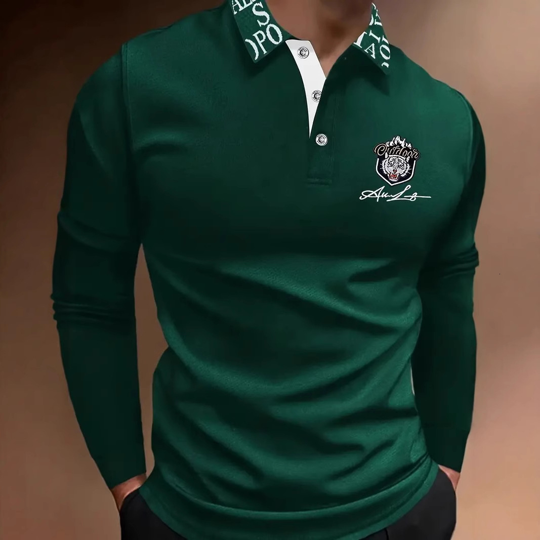 Luxury Brand Designer Clothes 2025 Trade Men's Long Sleeve Business Casual Polo Shirt