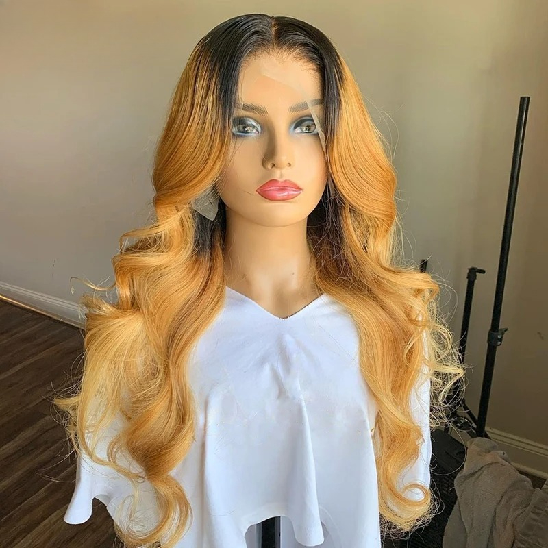 Ombre Honey Blonde 13x4 13x6 HD Lace Wigs Body Wave Human Hair Wig With Baby Hair Brazilian Transparent Ready To Wear Cosplay For Black Women