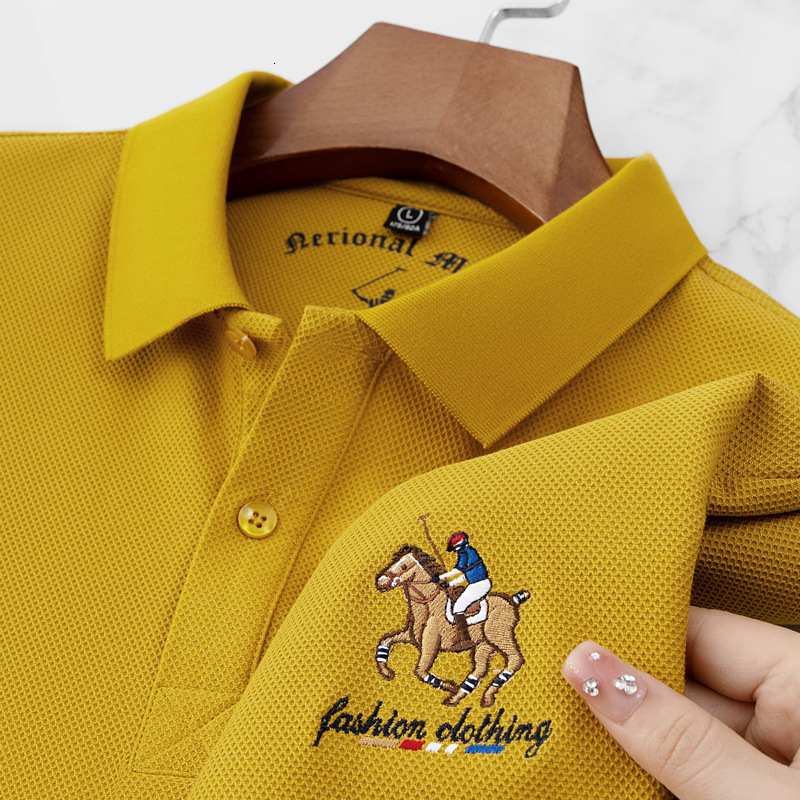 Luxury Brand Designer Clothes Alihu Summer New Light Luxury Short Sleeve T-Shirt Mens Turn-Down Collar Embroidered Casual Daily Mens Polo Shirt