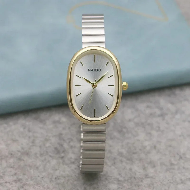 Oval Small Dial Women Quartz Watch Stainless Steel Bamboo Strap Girl Student Leisure Fashion Gift Wristwatch Drop 260106