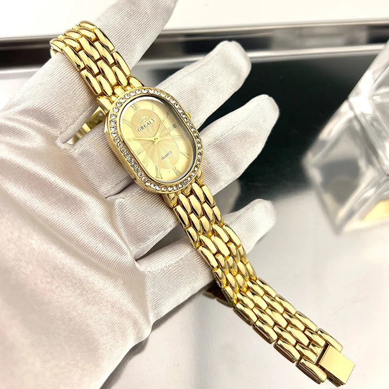 Mens Watch Business Precision Oval Diamond inlaid Bracelet Wristwatch Female Fashion Quartz Clock Watches 260106