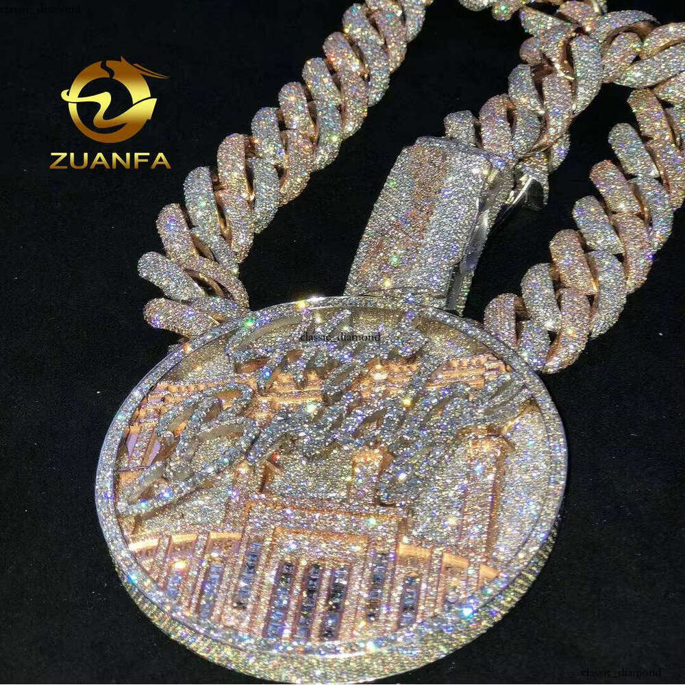 Hiphop Style Silicon Stone Pendant Iced Out Sterling Sier Gold Plated VVS Grade Lab Certified Amulet