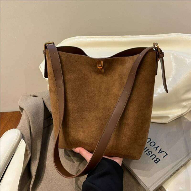 Bags Bucket Retro Suede Fur Women Tote New Style Versatile Shoulder Crossbody Bag TIANOUDAISHU