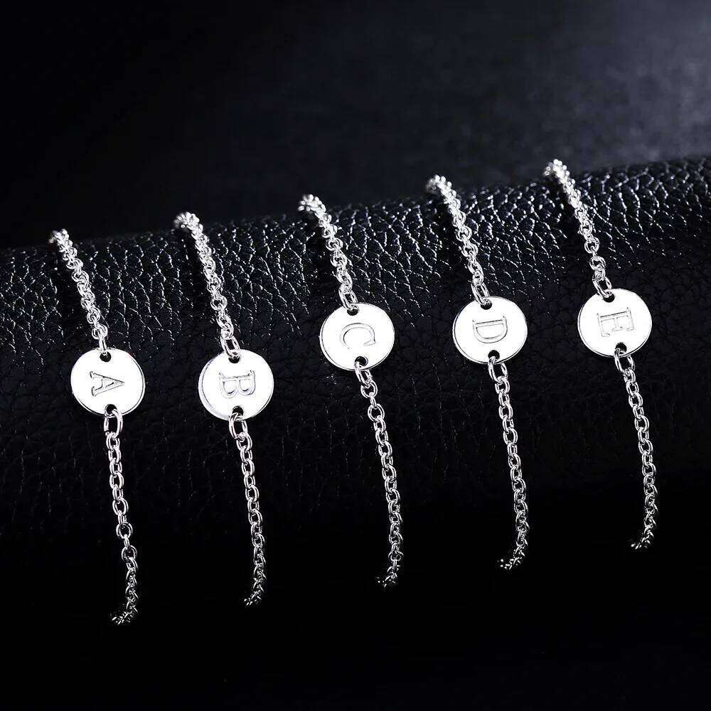 925 Sterling Silver 26 Letter Women Men Chain Bracelet Anklet Charm Wedding Personality Jewelry Lady Gift Party