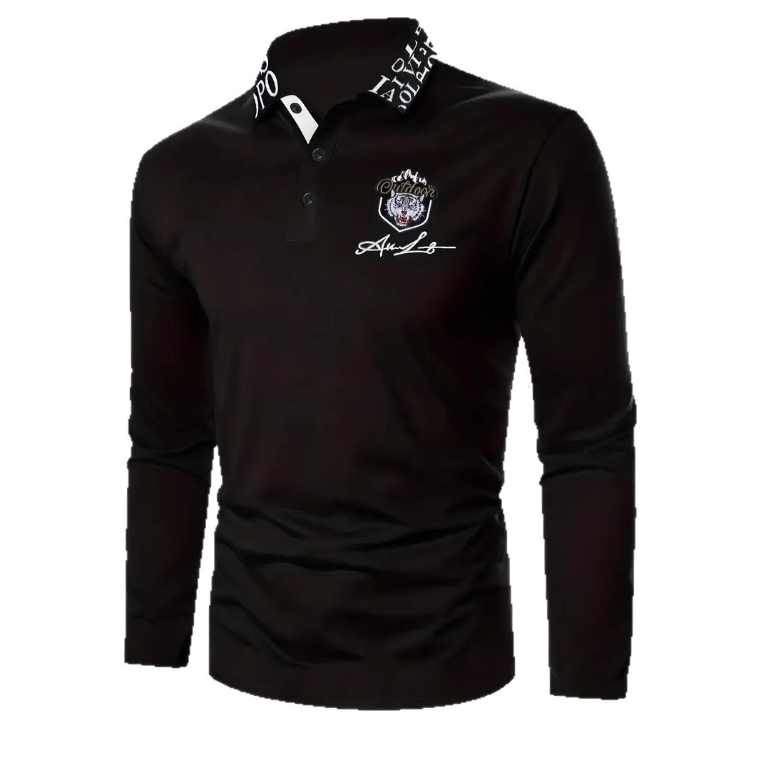 Luxury Brand Designer Clothes 2025 Trade Men's Long Sleeve Business Casual Polo Shirt
