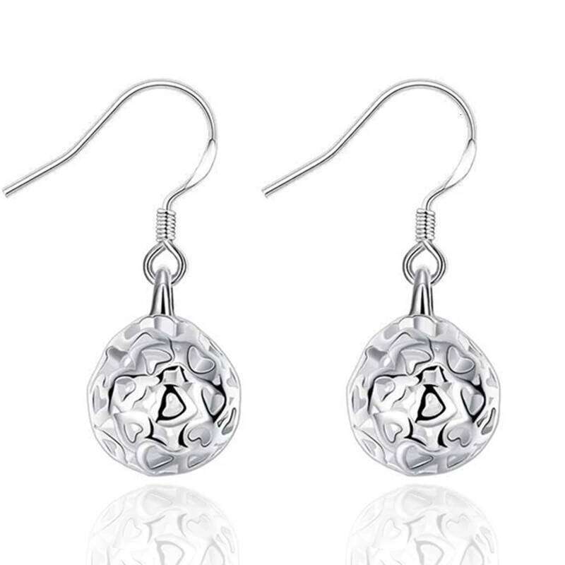 DOTEFFIL 925 Sterling Silver Hollow Sphere Earrings High Quality Charm Women Jewelry Fashion Wedding Engagement Party Gift