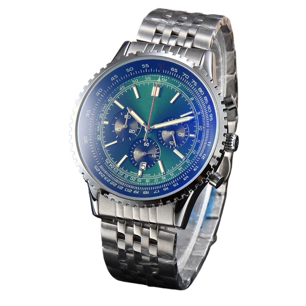 Luxury Toptime Mens Watches Quartz Movement High Quality Stopwatch Subdial Work Stainless Steel Waterproof Designer Watch Analog Clasp Clock Montre De Luxe