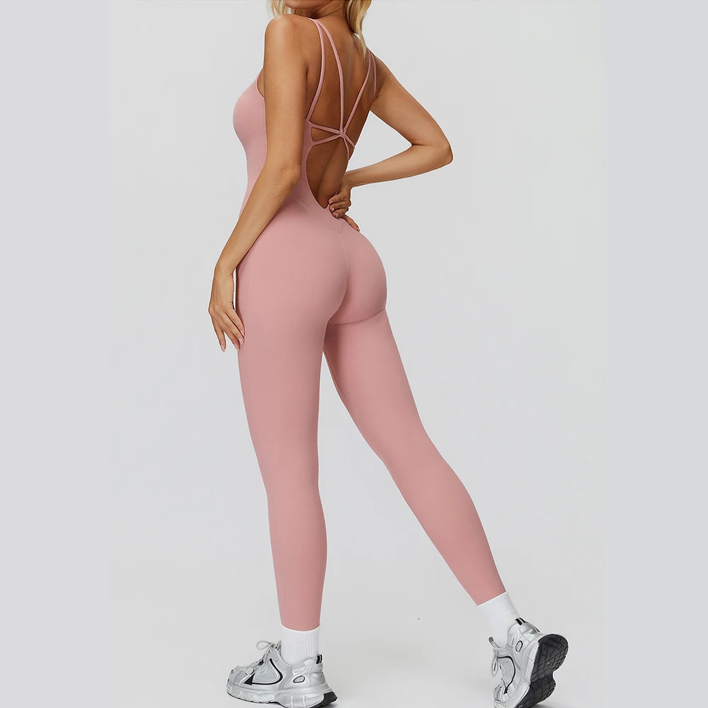 Womens Tracksuit Yoga Set Jumpsuits One Piece Fitness Rompers Sleeveless Sportswear Gym Set Push Up Bodysuits Workout Clothes 260106