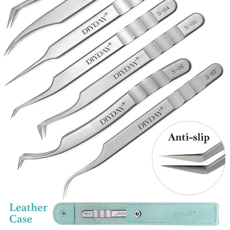 DIYDAY Anti-slip Eyelash Tweezers Stainless Steel Eyebrow Precision Tweezers Fiber Tip Volume Isolation Lashes Extension Tweezer 251231