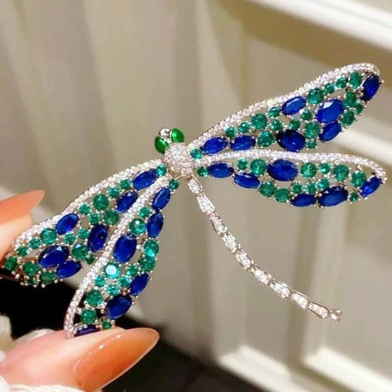 Luxury Blue Green Rhinestones Big Butterfly Brooch Pins For Women Creative New Shinning Fashion Jewelry Brooches