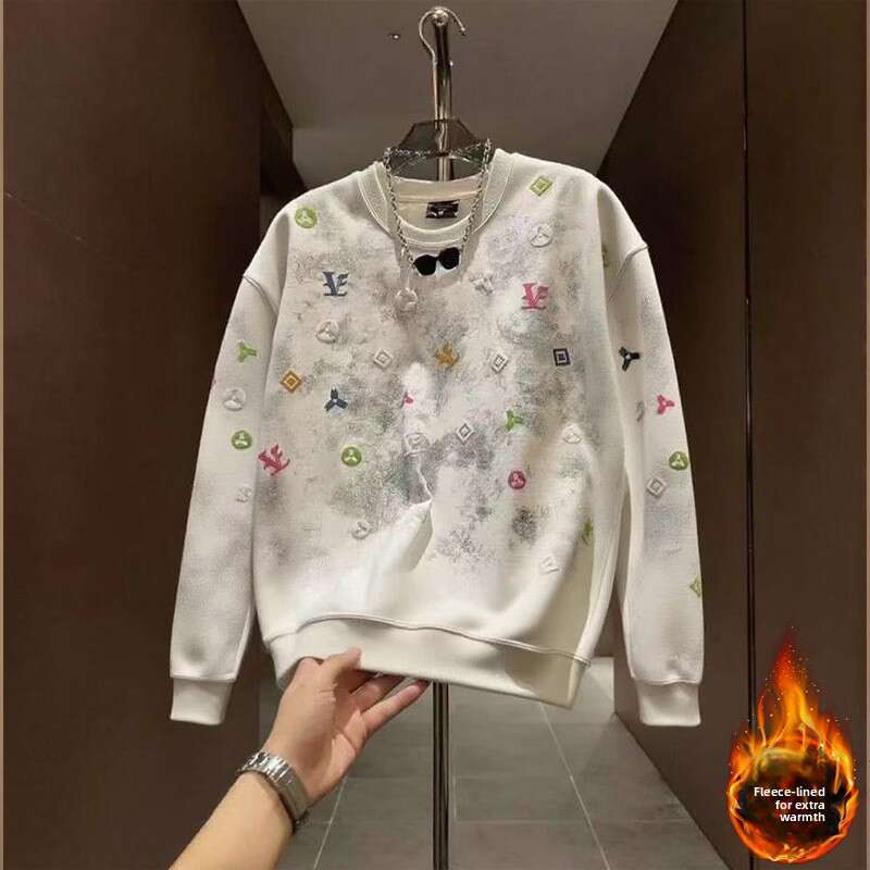 Men's Tie-Dye Crew Neck 2025 Trendy Brand Casual Slim Fit Long Sleeve Light Luxury Sweatshirt