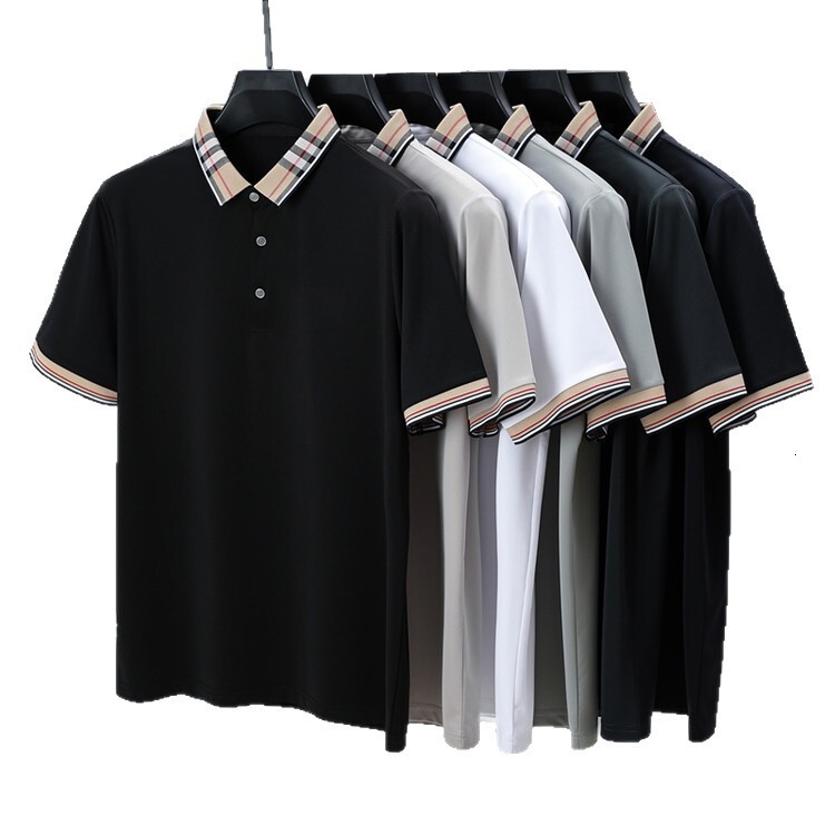Luxury Brand Designer Clothes Summer Men's Short Sleeve T-Shirt Middle-Aged Men's Ice Silk T-Shirt Dad's Base Shirt Loose Polo Shirt Me