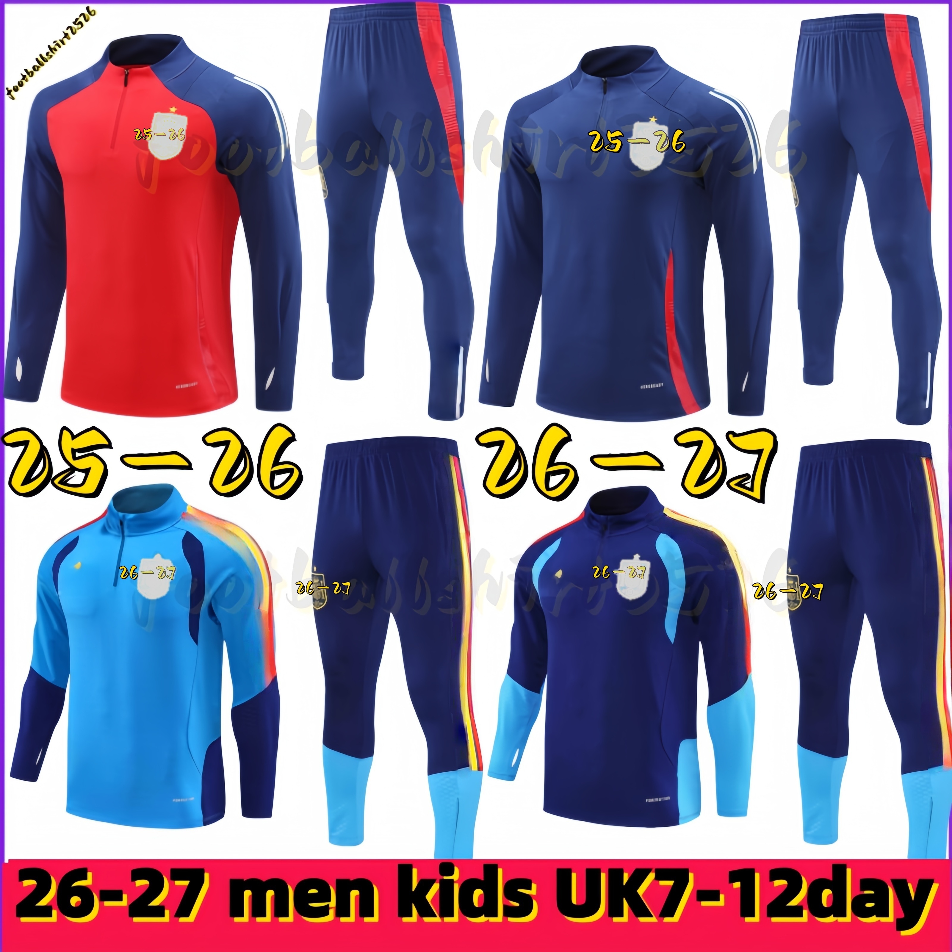 25 26 Spain Long sleeved half pulled tracksuit PEDRI FERRAN MORATA A.INIESTA PEDRI Espana Camiseta 2024 world training suit Cup ALCACER SERGIO men kids kit uniformes