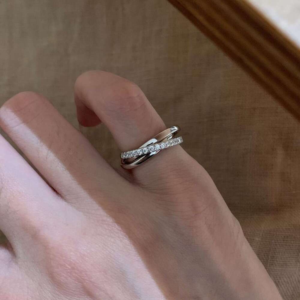 designer Ring Hot Selling Three-Ring Star Track 1 Sparkling Row zircon Korean Style Simple Versatile Fashion Commuting Adjustable Tail Rings Three- - view 3