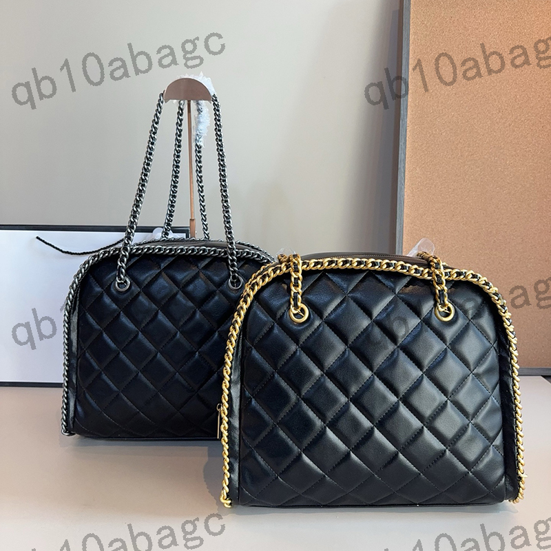 Retro Tote Chain Bag Designer Ladys Shoulder Bag Caviar Calfskin Checkered Pattern Gold Silver Hardware Matelasse Chain Luxury Handbag Underarm Bags Shopping 35cm