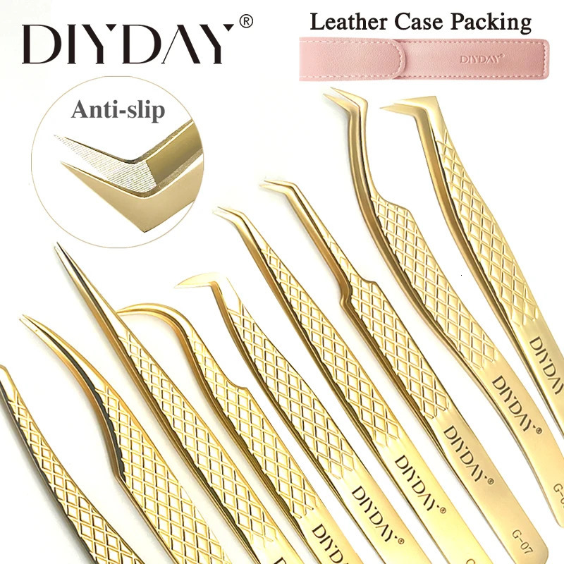 DIYDAY Anti-slip Eyelash Extension Tweezers Stainless Steel Fiber Tip Lashe Tweezer Precision Makeup Tool for Professional Use 251231