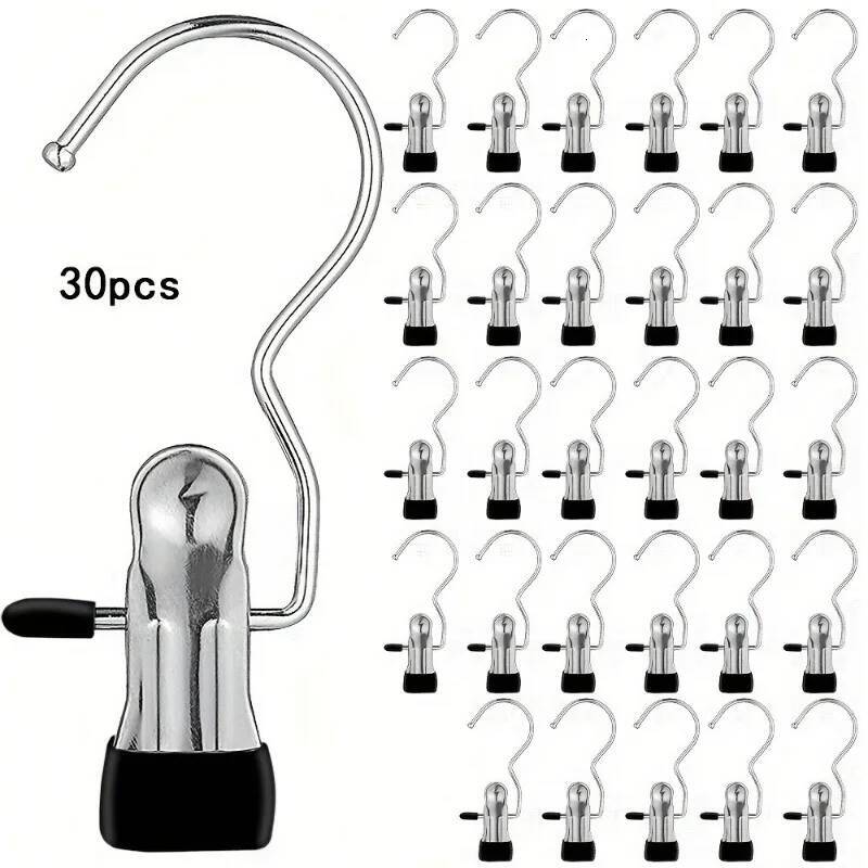 Premium Stainless Steel Clothes Pegs with Hooks - Space-Saving Laundry Hangers for Pants, Towels & Closet Organization - view 6