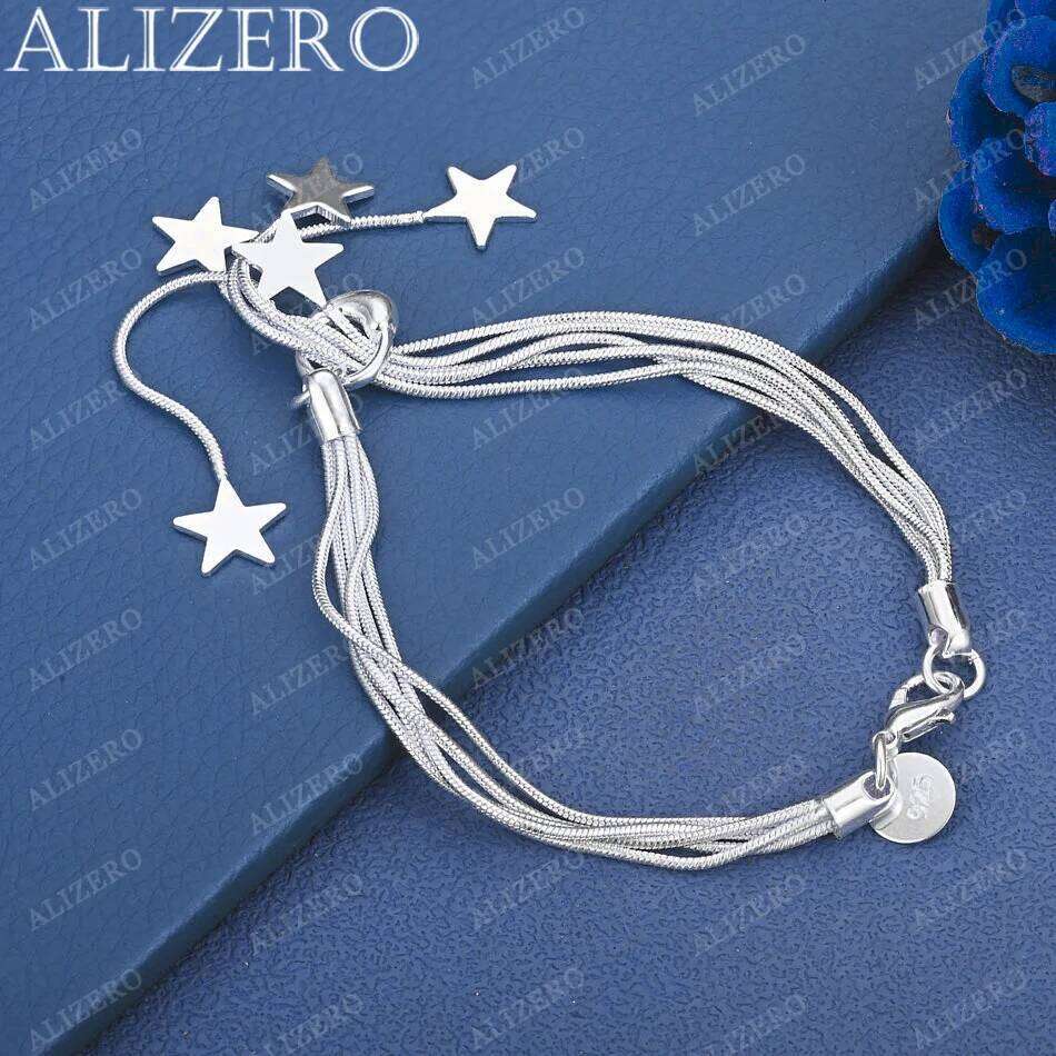 ALIZERO 925 Sterling Silver Removable Star Tassel Bracelets For Women Anniversary Gift Popular Wild Fashion party