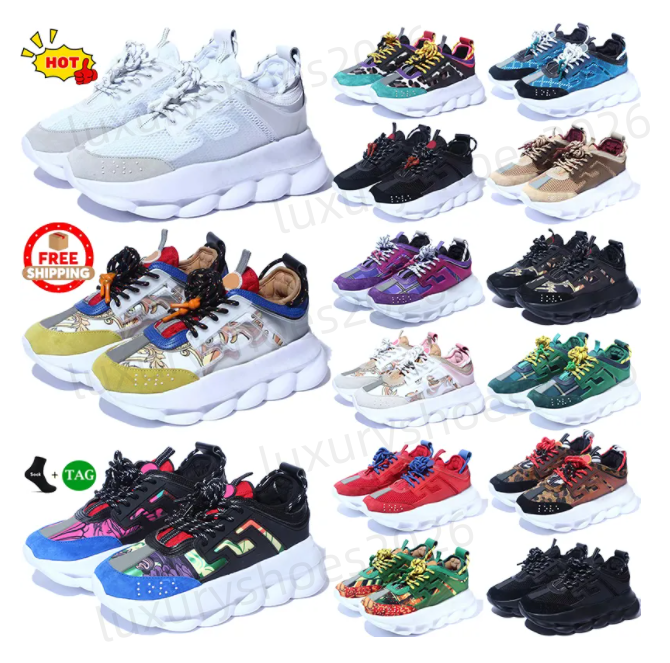 Designers Luxurys Shoes chain reaction Casual platform Black white Brown Orange Animalier flowers mens womens sports sneakers trainers size 5.5-11 tenins E2