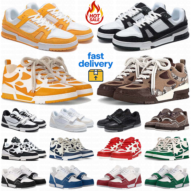 Designer men women skate shoes luxury lvs casual chaussures platform sneakers runner outdoor trainers black white red pink yellow grey