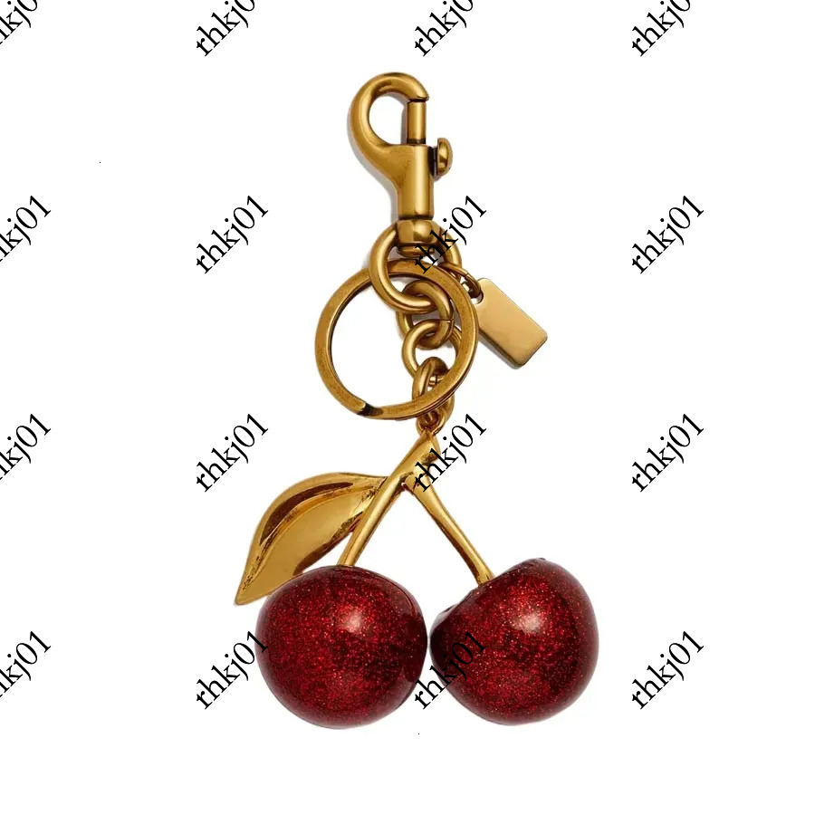 Luxury Cherry Keychain accessories bag cherry chain designer keychain jewelry handbags women's exquisite charm keyring