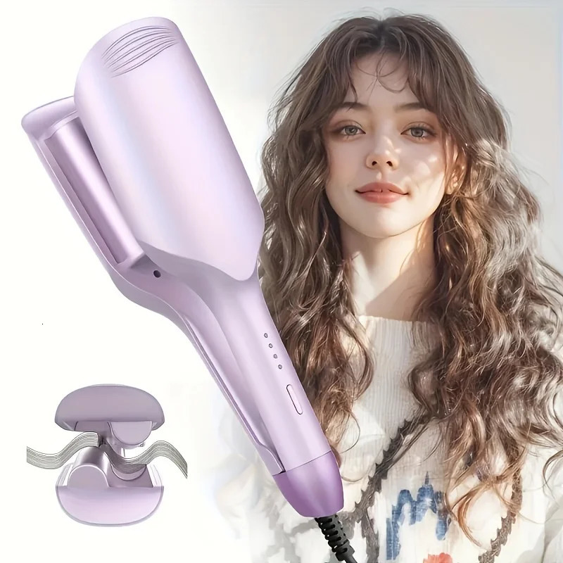 Anti scald curling iron 32mm/126-inch water ripple effect for large wave curls - easy styling hair stick with 4 temperat 260106