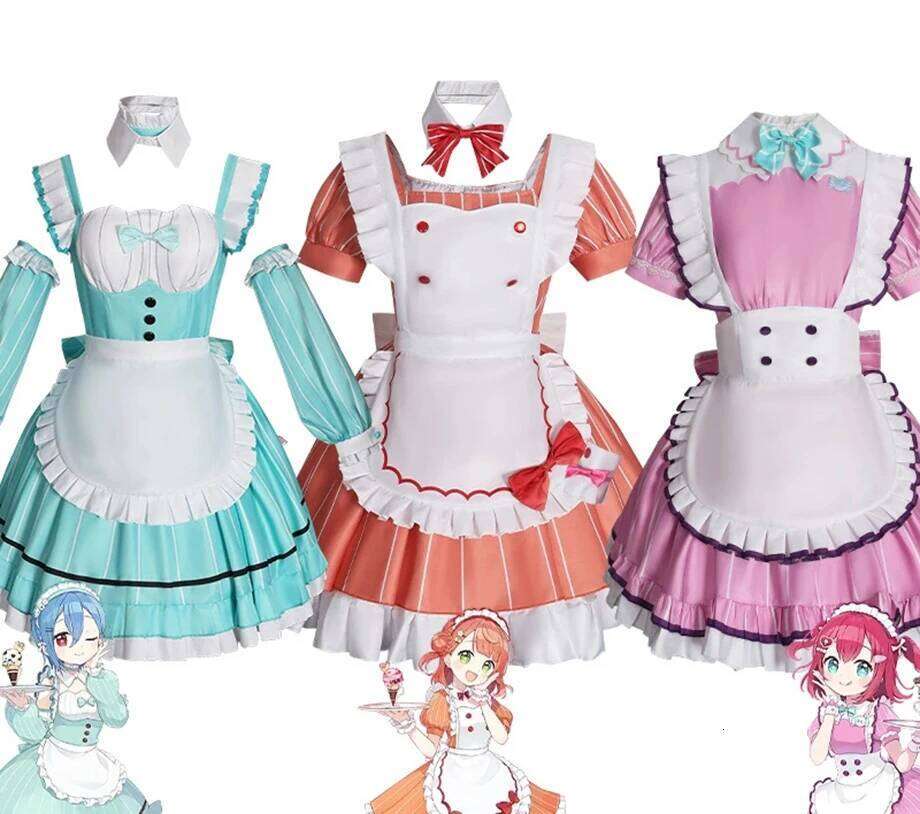 Anime Wakana Shiki Uehara Ayumu Ruby Kurosawa LoveLive Cosplay Costume Halloween Maid Lolita Girl Performance Disguise Dress