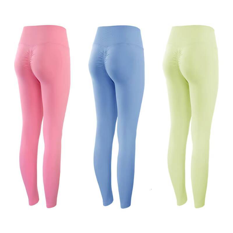 Seamless T-shaped Solid Peach High Waist Tummy Control Hip-lifting Ankle-length Yoga Pants Women's Spandex/Nylon Ruched Hip Design hot-sale produ - view 6