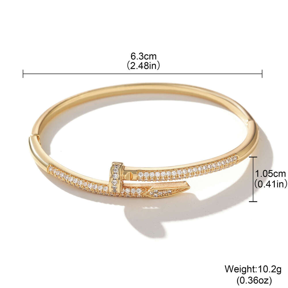 Cross-Border Light Luxury Fashion Zircon High-End Versatile Non-Fading Jewelry Simple Open Plain Circle Bracelet For Women
