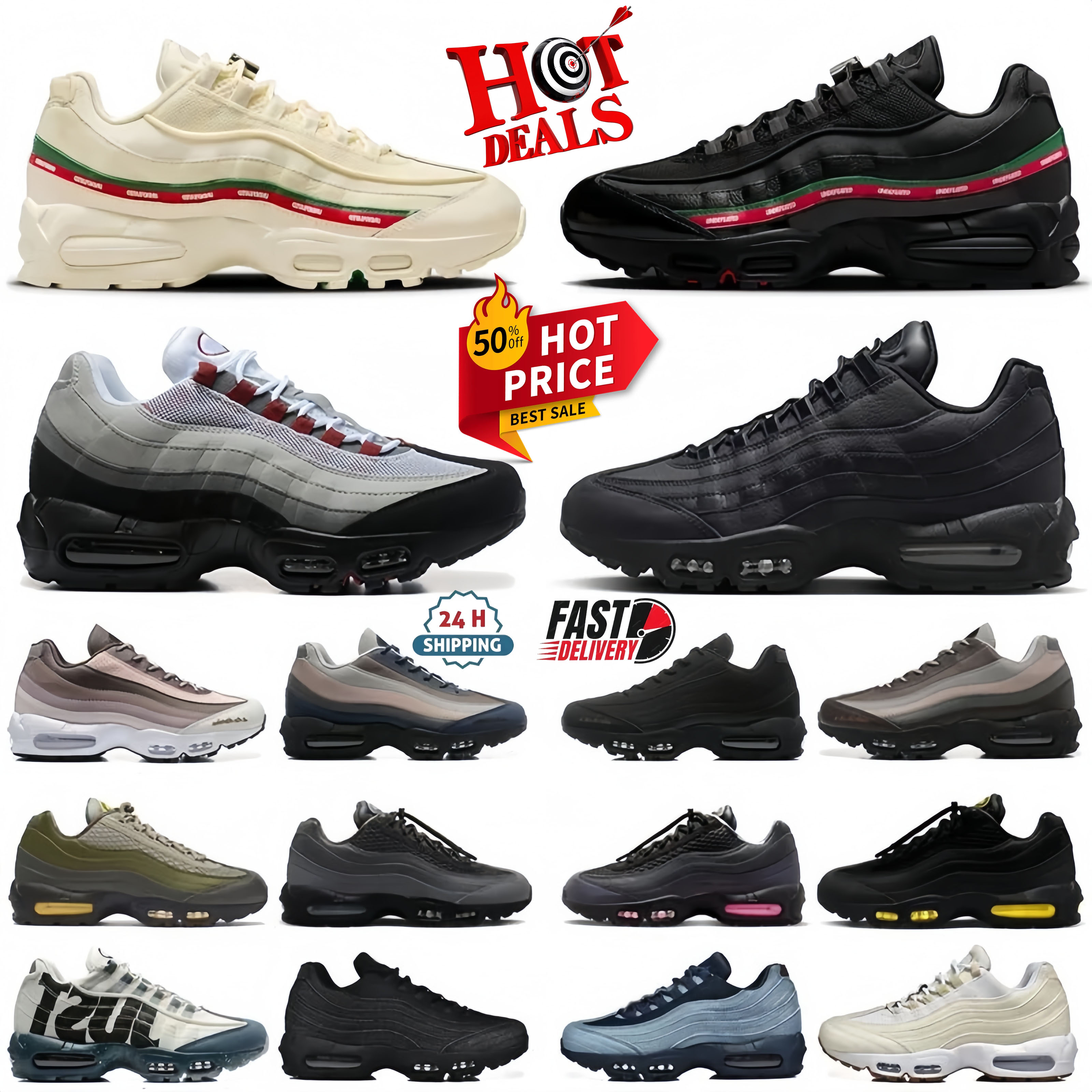 2026 95s Designer Mens Running Shoes 95 Men Women trainers Sneakers Undefeated Levi's Denim Triple Black White Silver Aegean Storm Pink Beam Tour Yellow Sequoia 36-46
