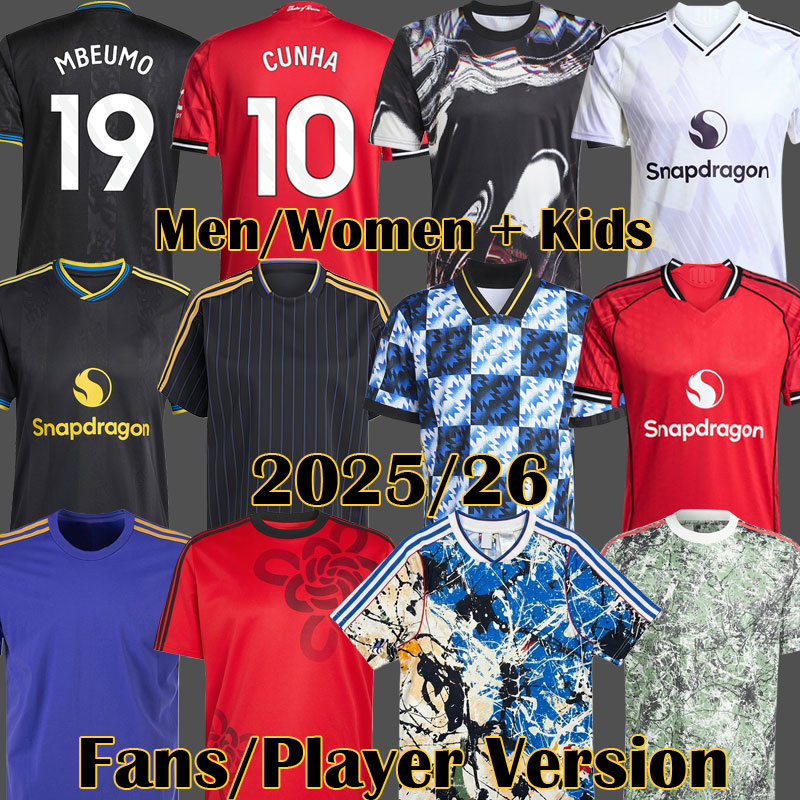 CUNHA 25 26 Pre Match soccer jerseyS Stone Roses SESKO MBEUMO Icons 2025 2026 B. FERNANDES Kids MAN football shirts kit MUTDES Lifestyler Lucky Knot Uniforms 3XL 4XL