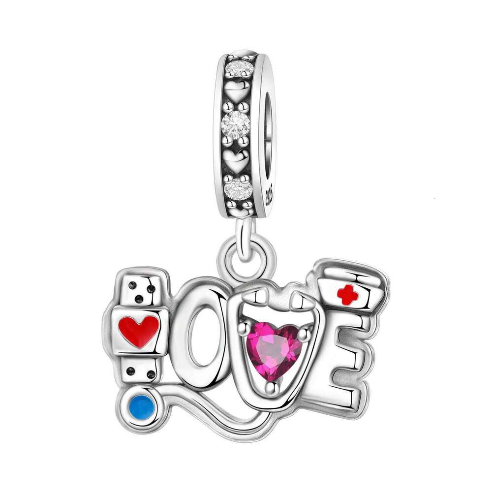 Orstarry 925 Sterling Silver Stethoscope Nurse Cap Pendant Beads Original Pendants Bracelet Charm Jewelry Party DIY Trendy Gifts
