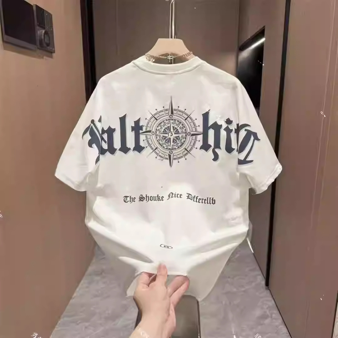 Luxury Designer Clothes American Retro Trendy Brand Casual Heavyweight Printed Letter 2025 Summer Fashion Versatile Short Sleeve T-Shirt