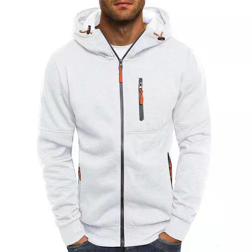 Cross-Border Foreign Trade European American Spring and Autumn Sports Casual Fitness Loose Zipper Solid Color Hoodie Men's Hooded Cardigan
