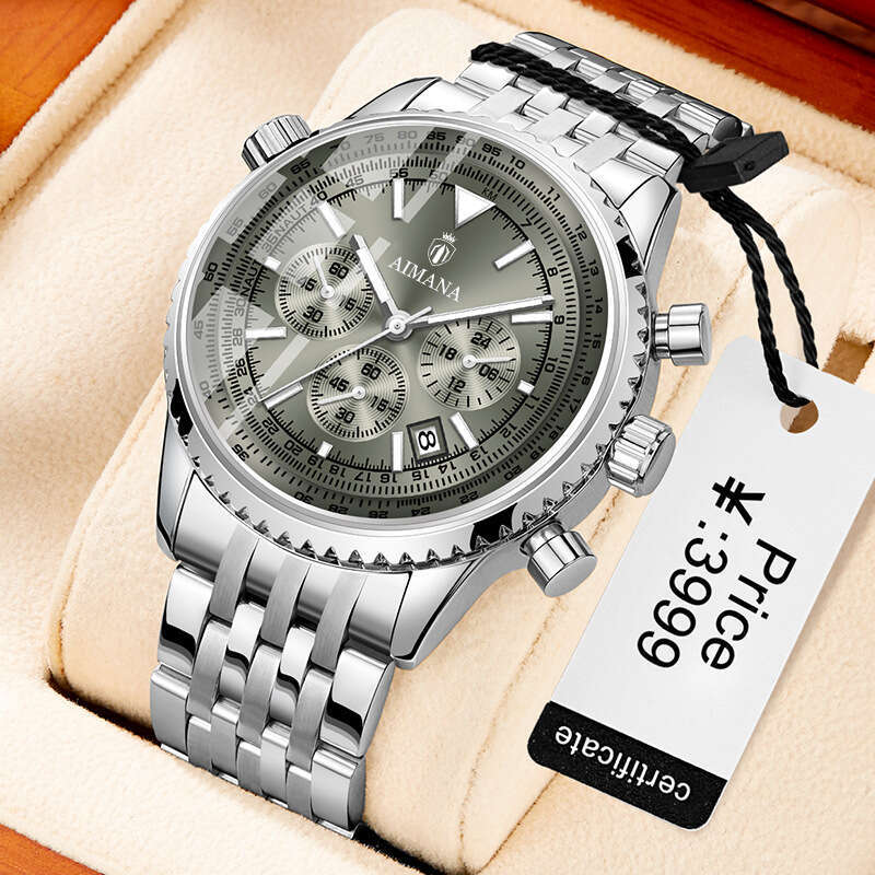 Fashionable men's high-end watch, multi-functional watch, water-resistant, luminous calendar watch