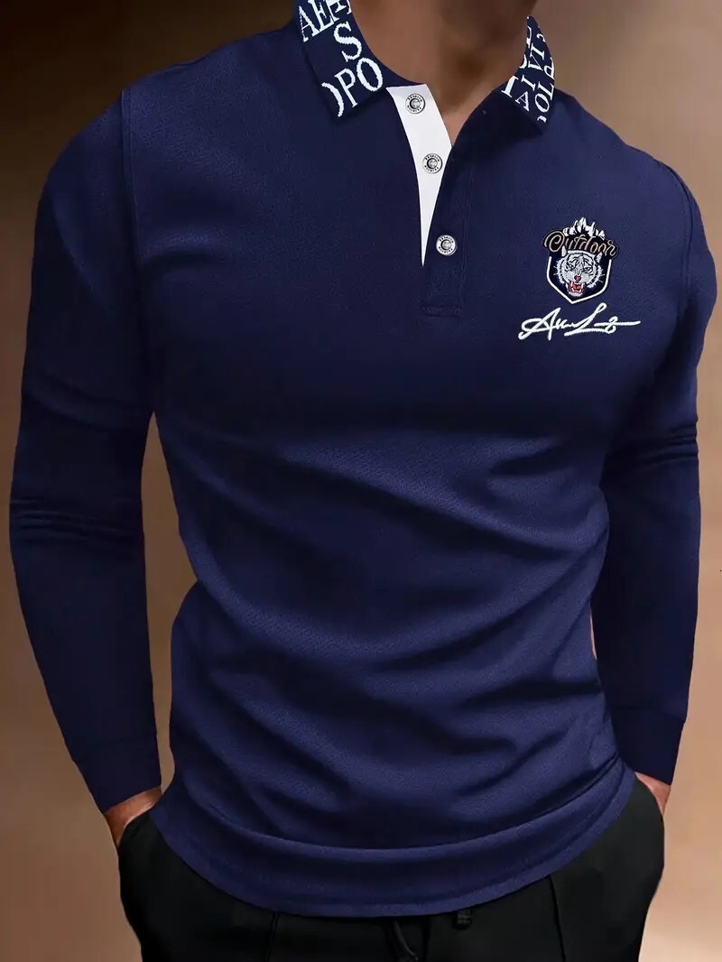 Luxury Brand Designer Clothes 2025 Trade Men's Long Sleeve Business Casual Polo Shirt